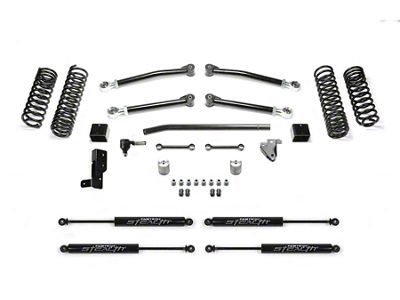 Fabtech 3-Inch Trail Suspension Lift Kit with Stealth Shocks (18-25 Jeep Wrangler JL 4-Door, Excluding 4xe & Rubicon 392)