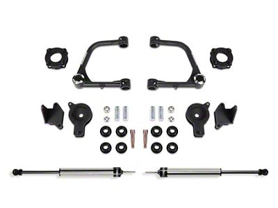 Fabtech 3-Inch Uniball Upper Control Arm Lift Kit with Front Shock Spacers, Rear Air Bag Spacers and Dirt Logic 2.25 Shocks (22-25 Tundra CrewMax w/ Factory Rear Air Bags & w/o AVS System, Excluding Hybrid)