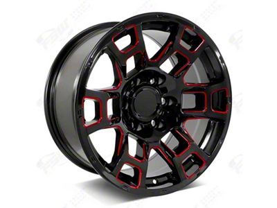 2021 4TR Pro Style Gloss Black Red Milled 6-Lug Wheel; 22x9; -10mm Offset (10-24 4Runner)