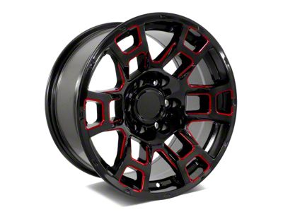 Factory Style Wheels 2021 Flow Forged 4TR Pro Style Gloss Black Red Milled 6-Lug Wheel; 20x9; 0mm Offset (24-25 Tacoma)