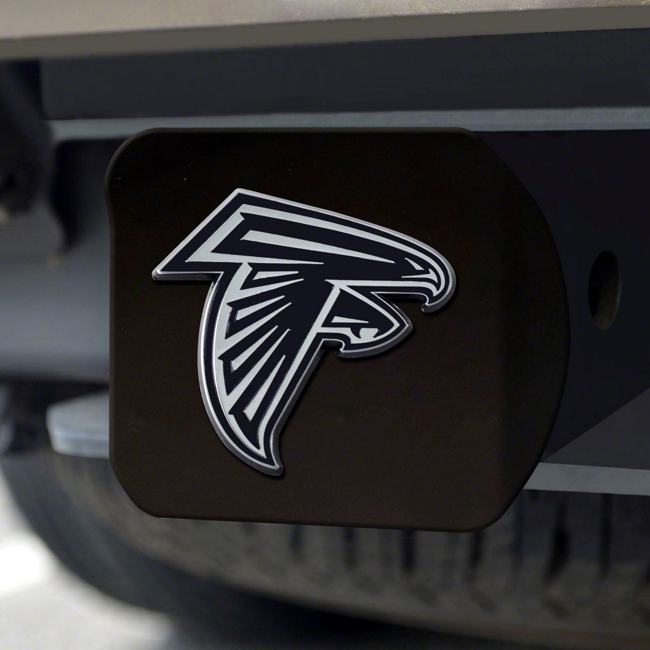 Bronco Hitch Cover with Atlanta Falcons Logo; Black (Universal; Some