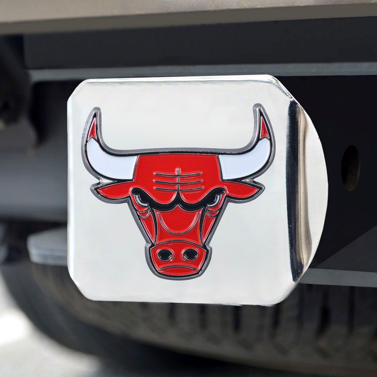 Bronco Hitch Cover with Chicago Bulls Logo; Chrome (Universal; Some