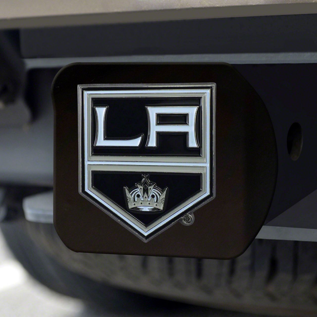 Bronco Hitch Cover with Los Angeles Kings Logo; Black (Universal; Some