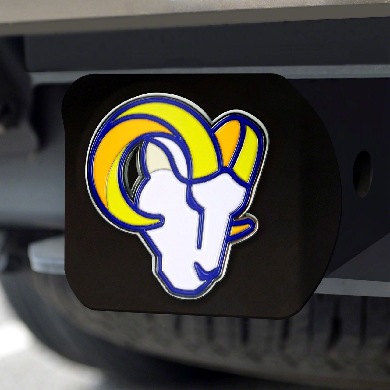 Bronco Hitch Cover with Los Angeles Rams Logo; Blue (Universal; Some