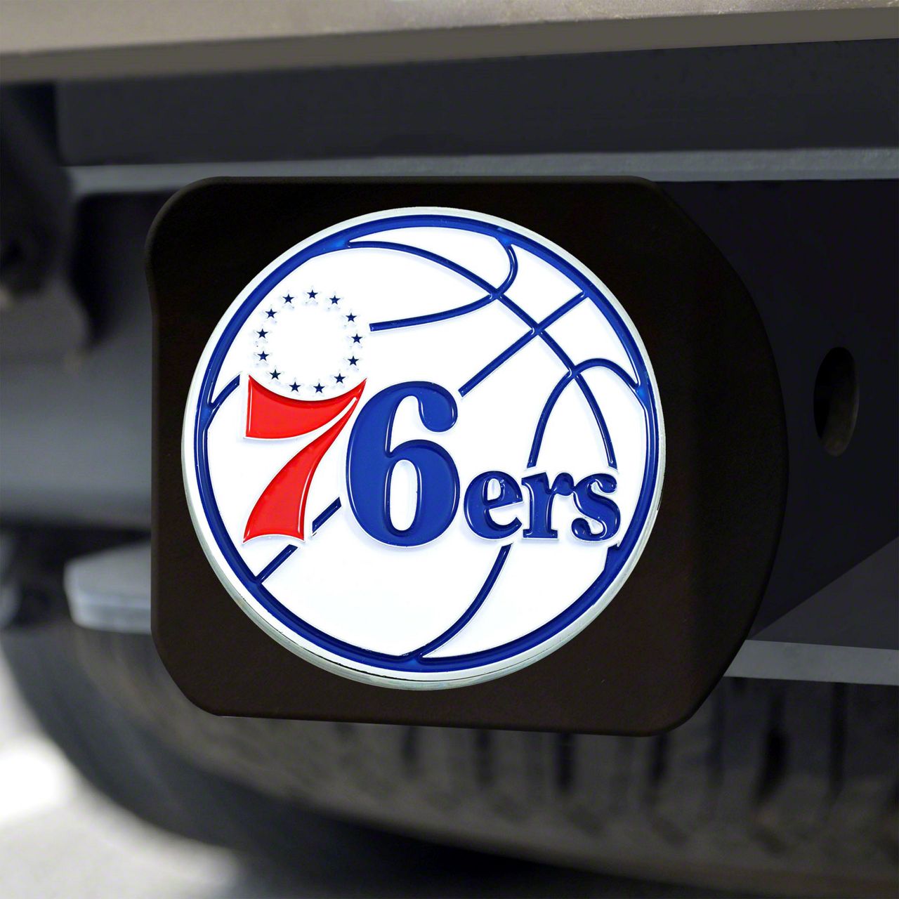 Bronco Hitch Cover with Philadelphia 76ers Logo; Blue (Universal; Some