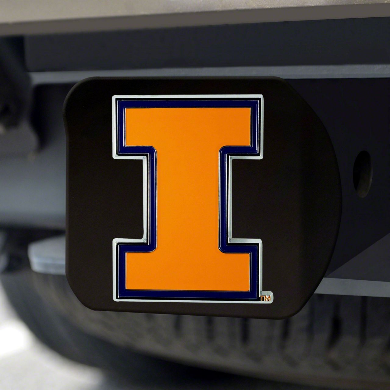 Bronco Hitch Cover with University of Illinois Logo; Orange (Universal