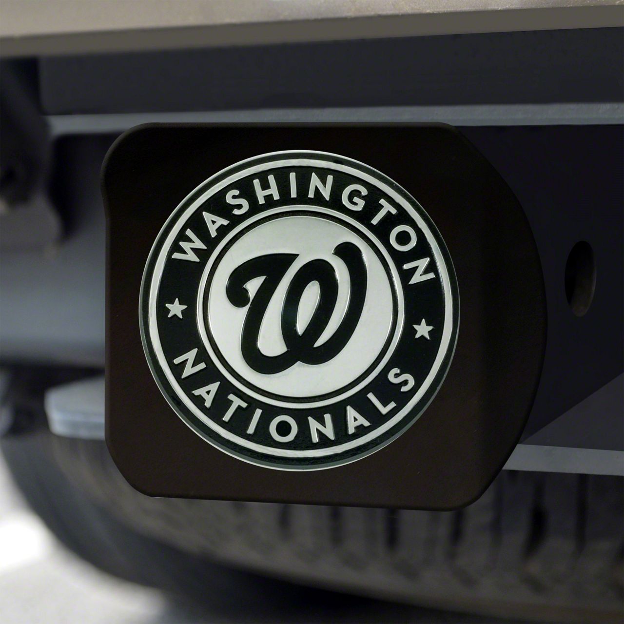 Bronco Hitch Cover with Washington Nationals Logo; Black (Universal