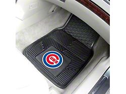Vinyl Front Floor Mats with Chicago Cubs Logo; Black (Universal; Some Adaptation May Be Required)