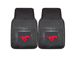 Vinyl Front Floor Mats with SMU Logo; Black (Universal; Some Adaptation May Be Required)