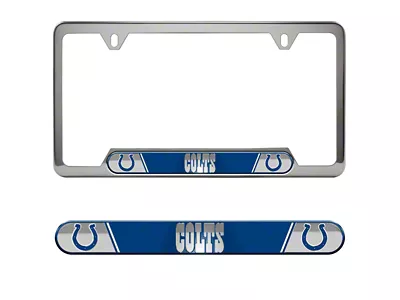 Embossed License Plate Frame with Indianapolis Colts Logo; Blue (Universal; Some Adaptation May Be Required)