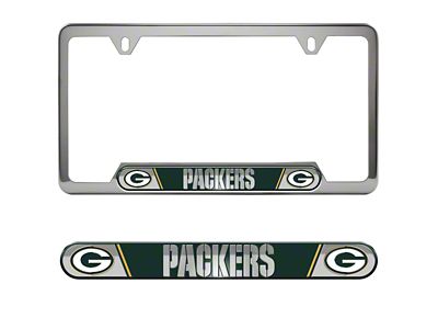 Embossed License Plate Frame with Green Bay Packers Logo; Green (Universal; Some Adaptation May Be Required)
