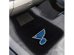Embroidered Front Floor Mats with St. Louis Blues Logo; Black (Universal; Some Adaptation May Be Required)