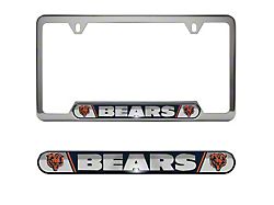Embossed License Plate Frame with Chicago Bears Logo; Blue (Universal; Some Adaptation May Be Required)