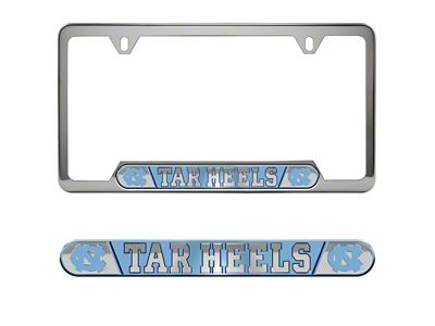 Embossed License Plate Frame with University of North Carolina Logo; Blue (Universal; Some Adaptation May Be Required)