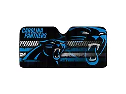 Windshield Sun Shade with Carolina Panthers Logo; Black (Universal; Some Adaptation May Be Required)