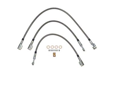 Fine Lines Complete Brake Hose Kit; Stainless (97-06 Jeep Wrangler TJ w/o ABS & w/ Rear Drum Brakes)