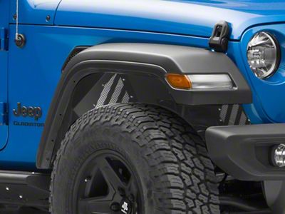 Fishbone Offroad Aluminum Inner Fenders; Front; Black (20-25 Jeep Gladiator JT)