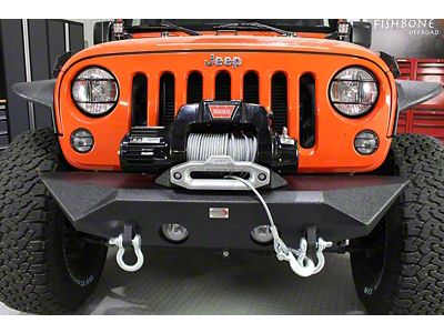 Fishbone Offroad Manowar Front Mid-Width Bumper; Textured Black (07-18 Jeep Wrangler JK)