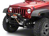 Stubby Front Winch Bumper with Tube Guard and 14-Inch LED Light Bar Mount; Textured Black (07-18 Jeep Wrangler JK)