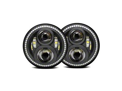 Flashtech 7-Inch 7045 LED Headlights with V.3 Fusion Color Change Halos; Black Housing; Clear Lens (20-26 Jeep Gladiator JT w/ 7-Inch Headlight Adapter)