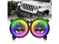 Flashtech 9-Inch ColorChase RGB LED Halo Headlights; Black Housing; Clear Lens (20-26 Jeep Gladiator JT)