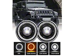 Flashtech Inferno 7-Inch LED Halo Headlights with Dual-Zone DRl and Start-Up Animation; Black Housing; Clear Lens (20-26 Jeep Gladiator JT w/ 7-Inch Headlight Adapter)