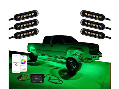 Flashtech Magnetic Mini RGBW Rock Light Kit with ColorFuse App Control; 6-Piece (Universal; Some Adaptation May Be Required)
