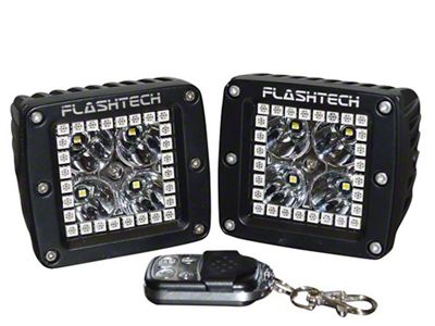 Flashtech 4-LED Cube Light with LED RGB Halo; Black Housing (Universal; Some Adaptation May Be Required)
