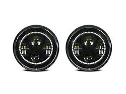 Flashtech 7-Inch 7020 LED Headlights with V.3 Fusion Color Change Halos; Black Housing; Clear Lens (97-18 Jeep Wrangler TJ & JK)