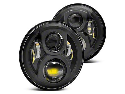 Flashtech 7-Inch 7045 LED Headlights; Black Housing; Clear Lens (97-18 Jeep Wrangler TJ & JK)