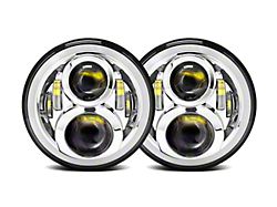 Flashtech 7-Inch 7045 LED Headlights with Chrome Housing; Black Housing; Clear Lens (97-18 Jeep Wrangler TJ & JK)