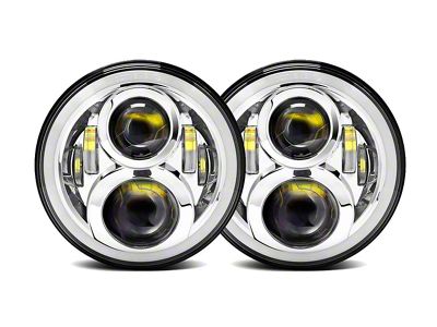 Flashtech 7-Inch 7045 LED Headlights with Chrome Housing; Black Housing; Clear Lens (97-18 Jeep Wrangler TJ & JK)