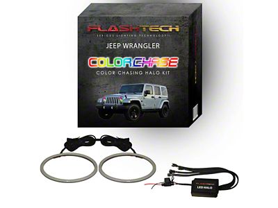 Flashtech ColorChase LED Halo Headlight Kit; RGB (97-18 Jeep Wrangler TJ & JK)