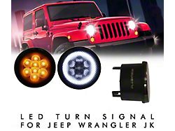 Flashtech LED Turn Signals with White Halos; Smoked (07-18 Jeep Wrangler JK)