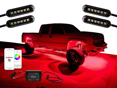 Flashtech Magnetic Mini RGBW Rock Light Kit with ColorFuse App Control; 4-Piece (Universal; Some Adaptation May Be Required)