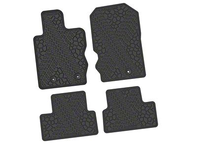 Factory Floorpan Fit Tire Tread/Scorched Earth Scene Front and Rear Floor Mats; Black (21-25 Bronco 2-Door)