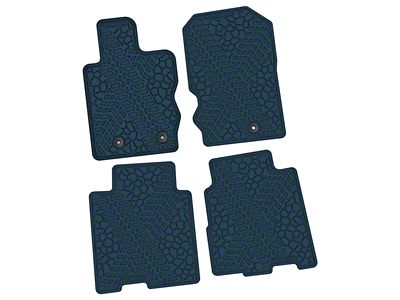 Factory Floorpan Fit Tire Tread/Scorched Earth Scene Front and Rear Floor Mats; Dark Blue (21-25 Bronco 4-Door)