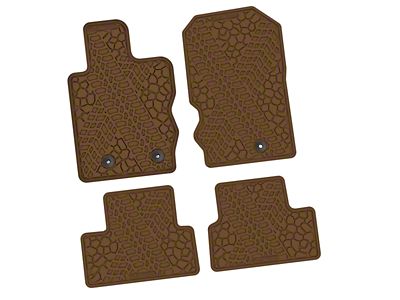 Factory Floorpan Fit Tire Tread/Scorched Earth Scene Front and Rear Floor Mats; Saddle (21-25 Bronco 2-Door)