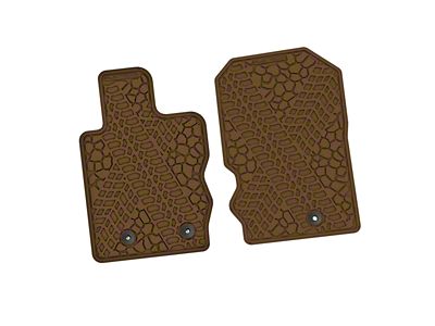 Factory Floorpan Fit Tire Tread/Scorched Earth Scene Front Floor Mats; Saddle (21-25 Bronco)