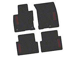 Factory Floorpan Fit Tire Tread/Scorched Earth Scene Front and Rear Floor Mats with Red Sport Insert; Black (21-25 Bronco Sport)