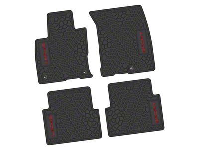 Factory Floorpan Fit Tire Tread/Scorched Earth Scene Front and Rear Floor Mats with Red Sport Insert; Black (21-25 Bronco Sport)