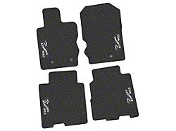 Factory Floorpan Fit Tire Tread/Scorched Earth Scene Front and Rear Floor Mats with White Running Wild Insert; Black (21-26 Bronco 4-Door)