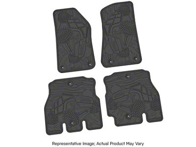 Factory Floorpan Fit Tire Tread/Scorched Crawler Scene Front and Rear Floor Mats; Black (20-25 Jeep Gladiator JT)