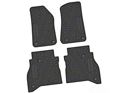 Factory Floorpan Fit Tire Tread/Scorched Earth Scene Front and Rear Floor Mats with Gladiator Insert; Black (20-25 Jeep Gladiator JT)