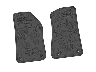 Factory Floorpan Fit Tire Tread/Scorched Crawler Scene Front Floor Mats; Black (20-25 Jeep Gladiator JT)