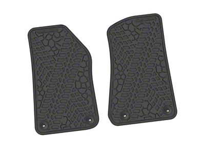 Factory Floorpan Fit Tire Tread/Scorched Earth Scene Front Floor Mats; Black (20-25 Jeep Gladiator JT)