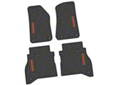 Factory Floorpan Fit Tire Tread/Scorched Earth Scene Front and Rear Floor Mats with Orange Gladiator Insert; Black (20-26 Jeep Gladiator JT)