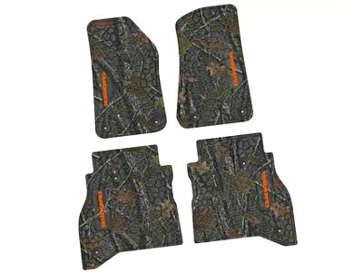 Factory Floorpan Fit Tire Tread/Scorched Earth Scene Front and Rear Floor Mats with Orange Gladiator Insert; Rugged Woods (20-25 Jeep Gladiator JT)