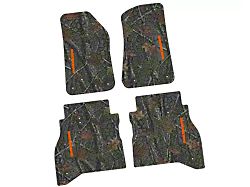 Factory Floorpan Fit Tire Tread/Scorched Earth Scene Front and Rear Floor Mats with Orange Mojave Insert; Rugged Woods (20-25 Jeep Gladiator JT)
