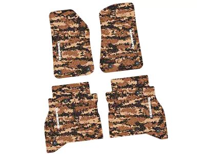 Factory Floorpan Fit Tire Tread/Scorched Earth Scene Front and Rear Floor Mats with White Gladiator Insert; Cyberflage Camouflage (20-25 Jeep Gladiator JT)